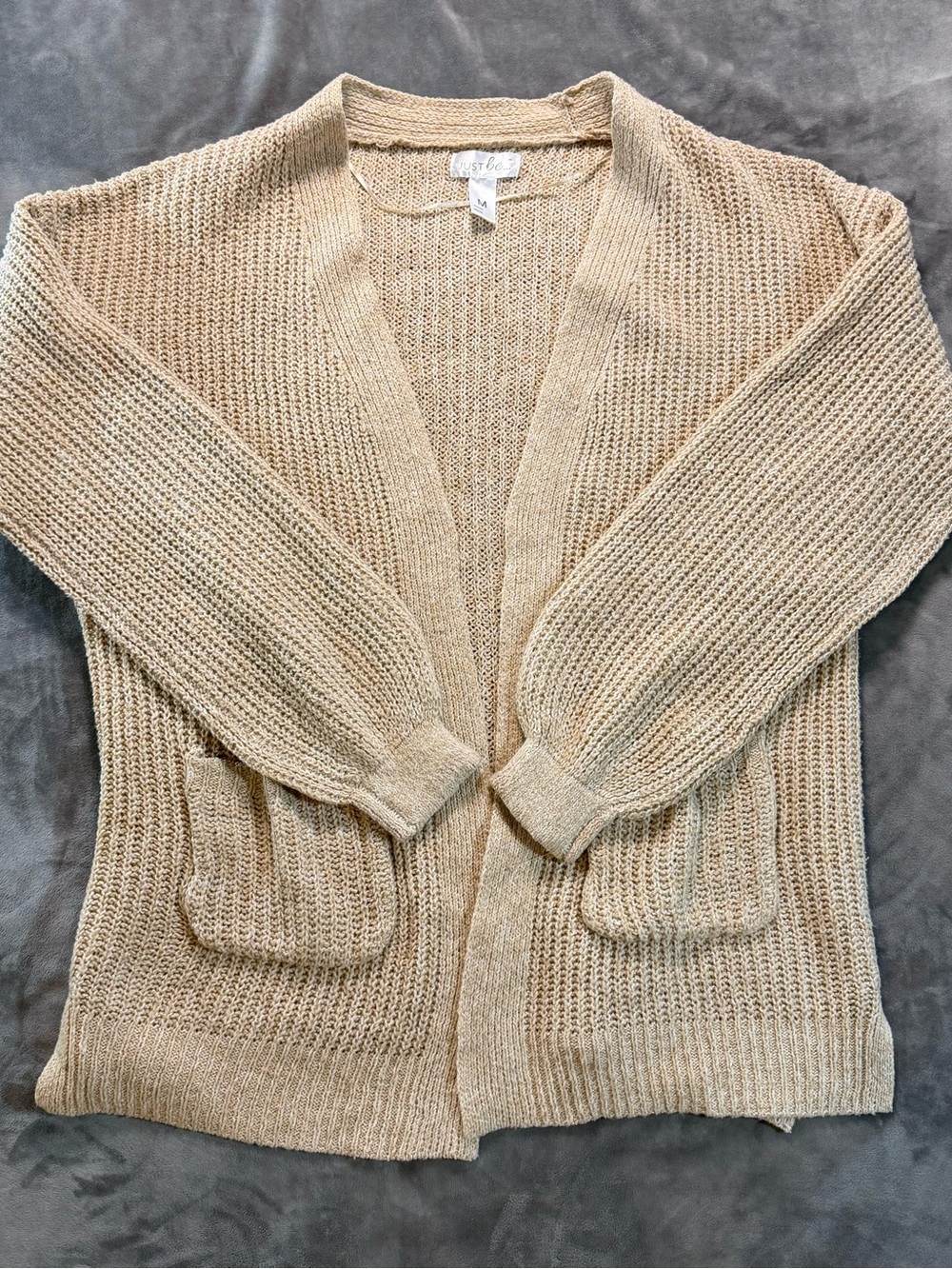 Just Be open front cardigan sweater women’s Medium Beige